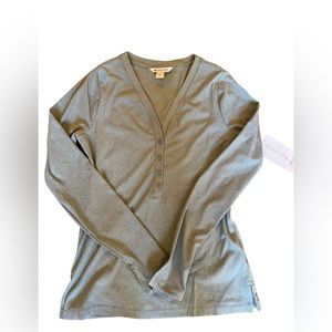 ATHLETA Uptempo Ribbed Henley Top size M slate blue